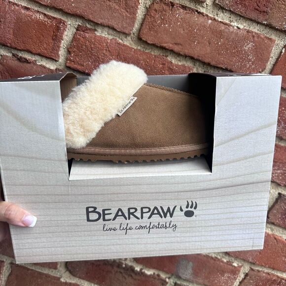 NWT Bearpaw Women's Fiona II Shearling Suede Slippers Hickory II Size 11 - Picture 1 of 6